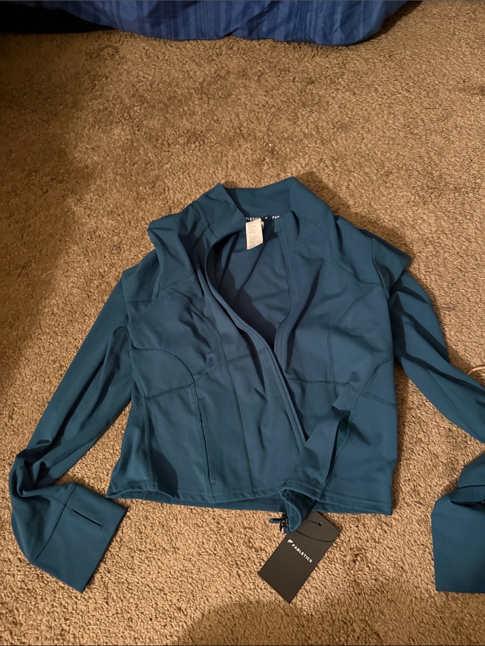 Fabletics Teal Zip-Front Active define jacket cropped